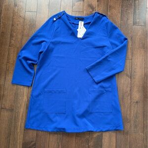 Vibrant Blue Long-Sleeve Tunic Top Zara new with tags size XXL